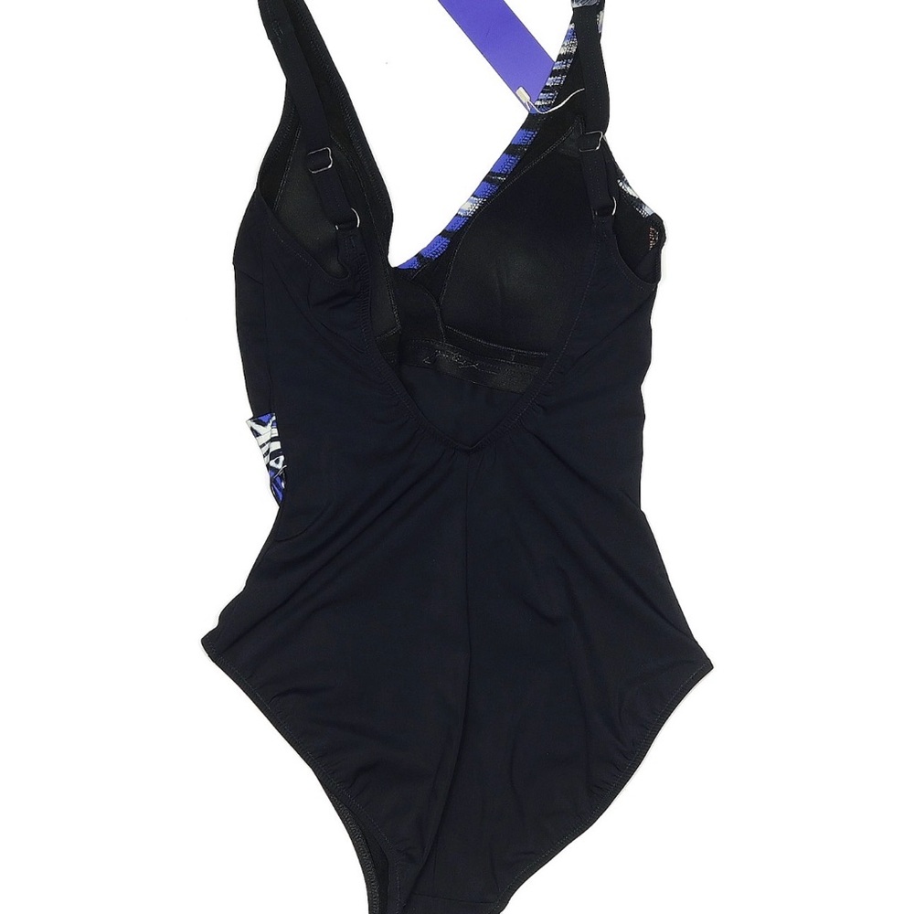 Gottex one-piece swimsuit featuring a blue and black tribal print women’s size 6 - Picture 2 of 5